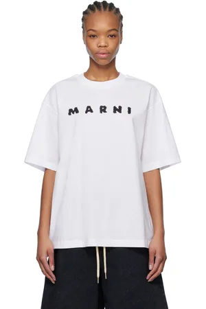 Marni T-shirt blanc à logo à effet gribouillé