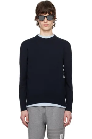 Thom Browne Pull bleu marine en coton à 4 rayures