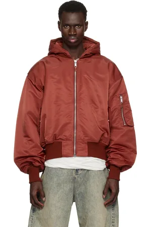 Entire Studios Blouson aviateur rouge à épaulettes et à capuche