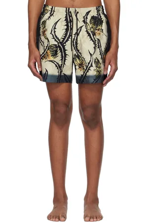 DRIES VAN NOTEN Maillot de bain beige à motif imprimé