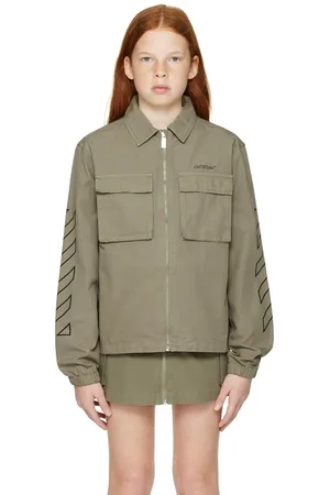 OFF-WHITE Enfant | Blouson militaire kaki à rayures diagonales et logo