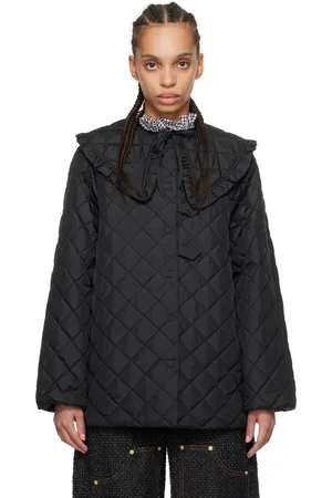 Ganni Blouson matelassé noir en tissu antidéchirures