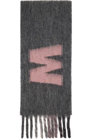 Marni Écharpe gris et rose à logo surdimensionné