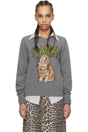 Ganni Pull gris à image