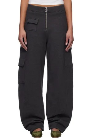 Ganni Pantalon cargo de détente gris en molleton épais