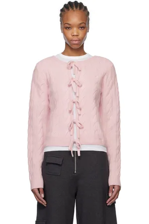 Ganni Cardigan rose en cachemire mélangé à attaches à nouer