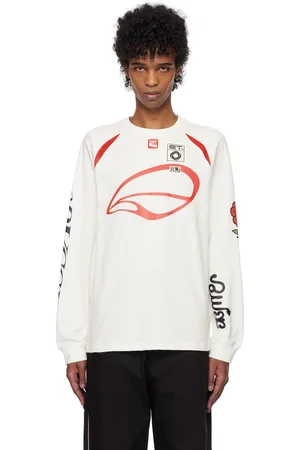 Kijun T-shirt à manches longues de sport blanc et rouge