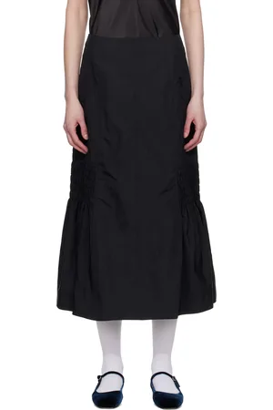 Kijun Jupe midi noire à ourlet évasé et à smocks
