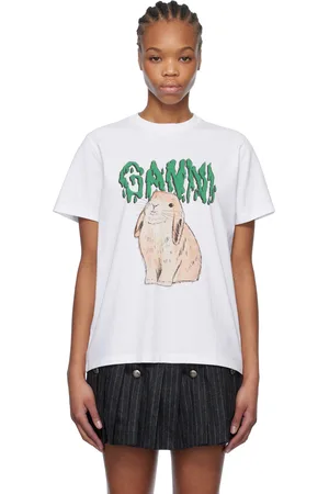 Ganni T-shirt blanc en jersey à image