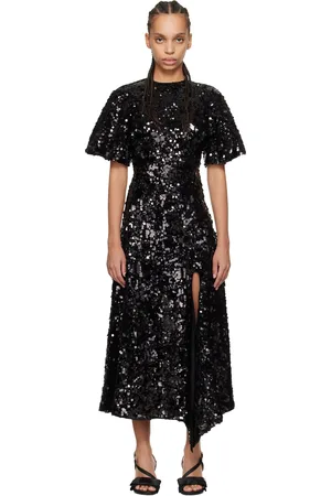 Ganni Robe longue noir en velours à paillettes