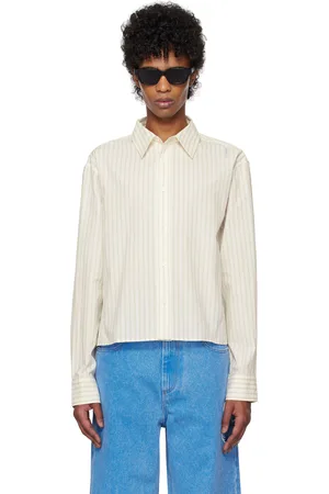 Marni Chemise blanc cassé en coton teint en fil