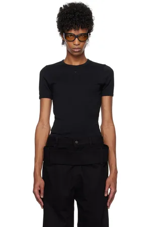 Courrèges T-shirt noir à logo et bordures contrastés