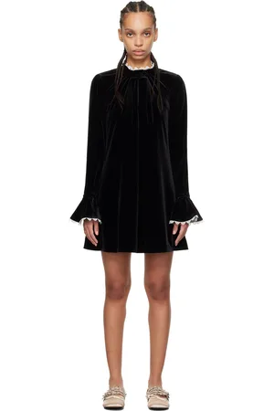 Ganni Robe trapèze courte noire en velours