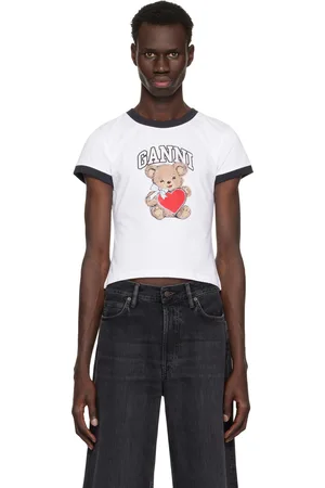 Ganni T-shirt blanc en jersey à image