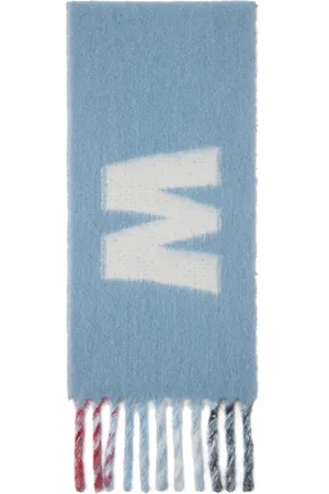 Marni Écharpe bleu et rouge à logo surdimensionné