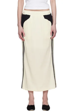 Kijun Jupe midi de style soccer blanc cassé en jersey