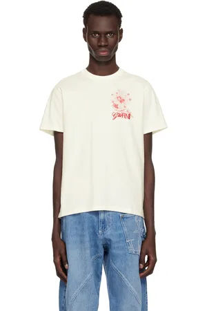 Ganni T-shirt décontracté blanc cassé à image à logo