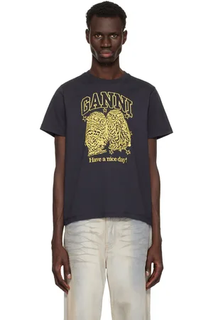 Ganni T-shirt décontracté noir en jersey à image