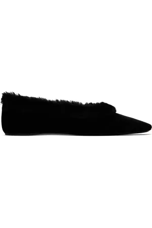 Totême Ballerines noires en velours à garniture en molleton