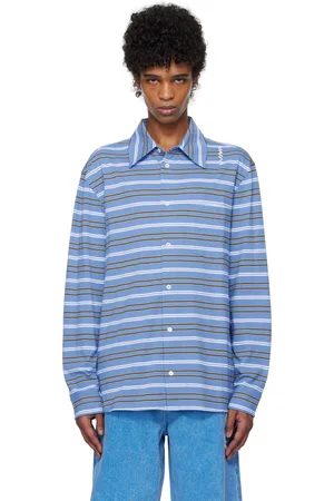 Marni Polo à manches longues bleu et blanc à rayures