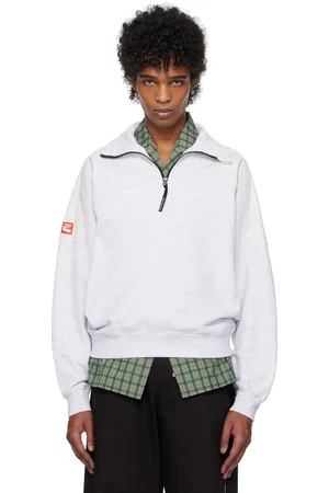 Kijun Pull molletonné gris et beige à demi-glissière