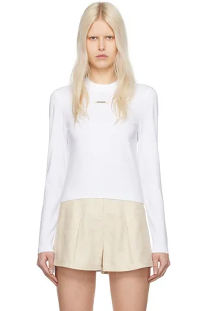 Jacquemus T-shirt à manches longues blanc à patte en gros-grain - Les classiques