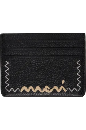 Marni Porte-carte noir à ornement et logo brodés