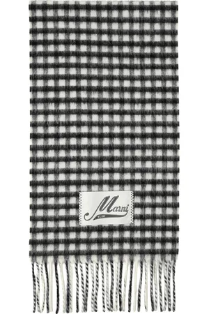 Marni Écharpe noir et bleu à carreaux