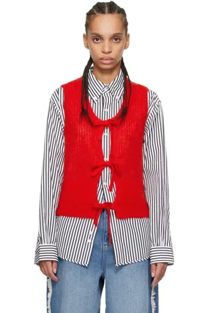Ganni Gilet rouge à attaches à nouer