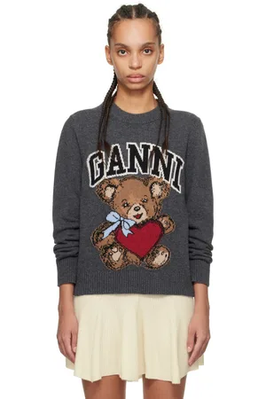 Ganni Pull gris à image d
