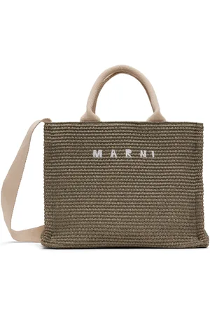 Marni Petit cabas kaki en raphia synthétique