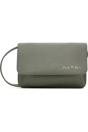 Marni Sac à bandoulière gris en cuir à logo à effet raccommodé