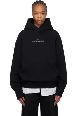 Maison Margiela Pull à capuche noir à logo déformé