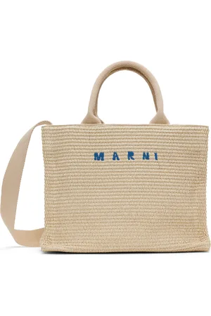 Marni Petit cabas blanc cassé en raphia synthétique