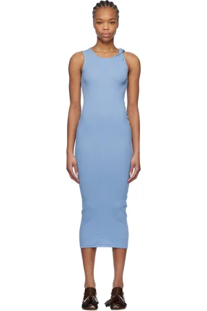 J.W.Anderson Robe midi bleue à logo et à bretelle torsadée