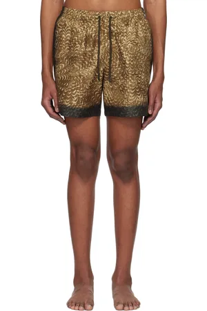 DRIES VAN NOTEN Maillot de bain kaki à motif graphique imprimé