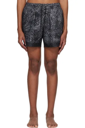 DRIES VAN NOTEN Maillot de bain bleu marine à motif graphique imprimé
