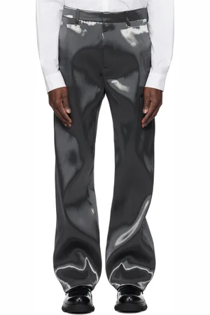 HELIOT EMIL Pantalon gris en lamé à effet métallisé