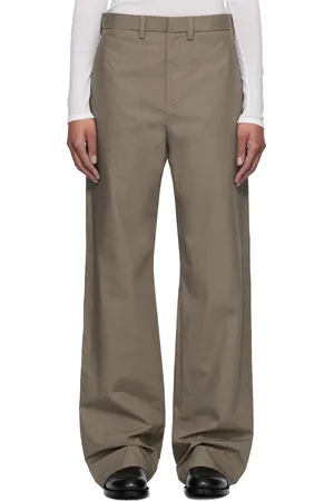 RIER Pantalon taupe en popeline cirée