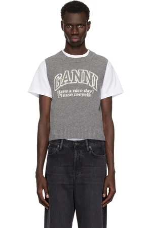 Ganni Gilet gris à logo