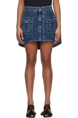 J.W.Anderson Minijupe bleue en denim à poches plaquées et à ourlet arrondie