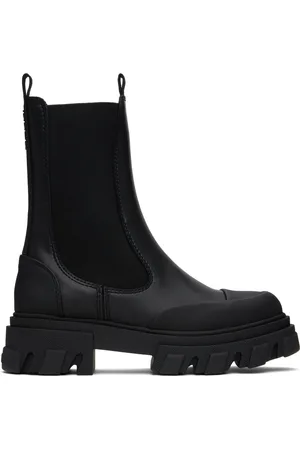 Ganni Bottes chelsea hauteur mi-mollet noires à semelle à crampons