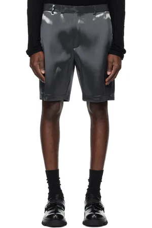HELIOT EMIL Short gris en lamé à effet métallisé