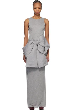 J.W.Anderson Robe longue grise à boucle surdimensionnée
