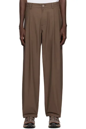 Hyein Seo Pantalon ample brun à ceinture à perles