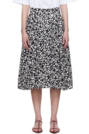 Marni Jupe midi noire en popeline à motif Pop Fields