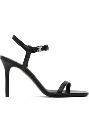Courrèges Sandales à talon aiguille noires à ferrure à logo AC