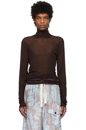 DRIES VAN NOTEN Col roulé brun en filet