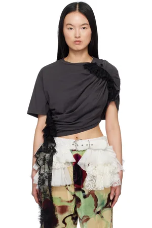 Collina Strada T-shirt Eva noir à garnitures en dentelle