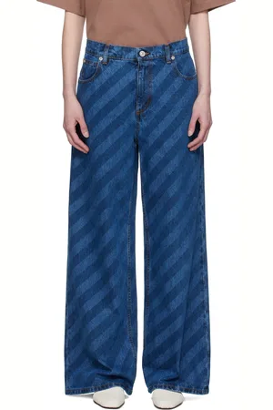 Marni Jean ample bleu à rayures diagonales